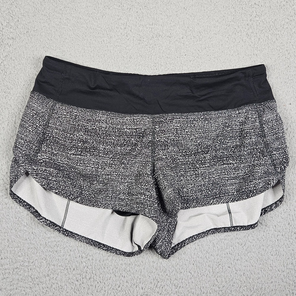 Lululemon Speed Up Short Salt Alpine White Black Women's Sz 8 W7AFSS